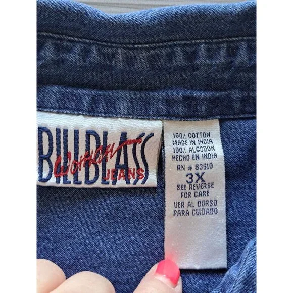 Vtg Bill Blass Womens 3X Embroidered Denim Shirt Button-Up Cotton Floral Boho - Picture 5 of 9